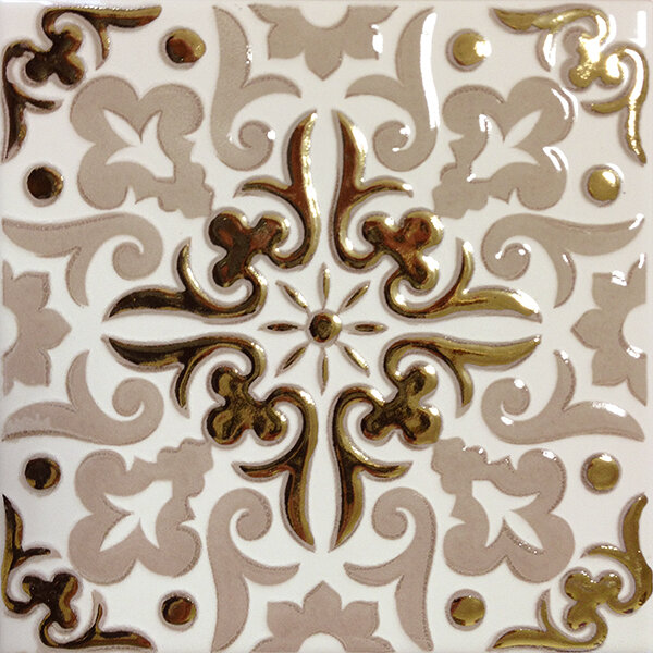 Декор (15x15) OATDIC DECORO GOLD C DARK IVORY - Atelier Gold з колекції Atelier Gold Decoratori Bassanesi
