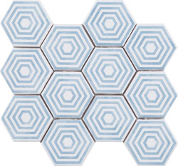 Мозаїка (23.2x26.4) Malla Panal Hexagon Dec.5 Azul - Panal Hexagon