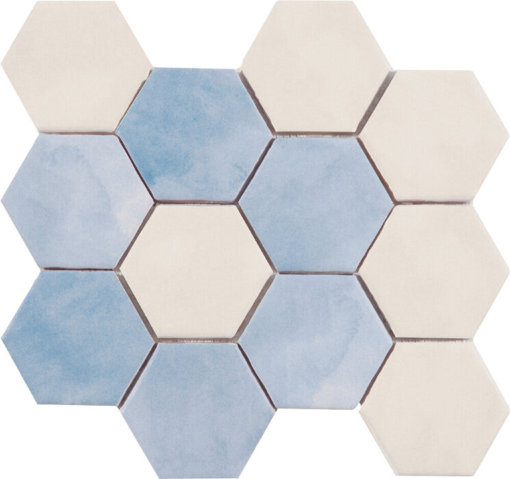 Мозаїка (23.2x26.4) Malla Panal Hexagon Flor Crema-Azul - Panal Hexagon з колекції Panal Hexagon Cevica