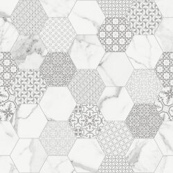 Плитка (120x120) INF211 Infinito2.0Marbletech White Hexagon Glossy - Infinito 2.0