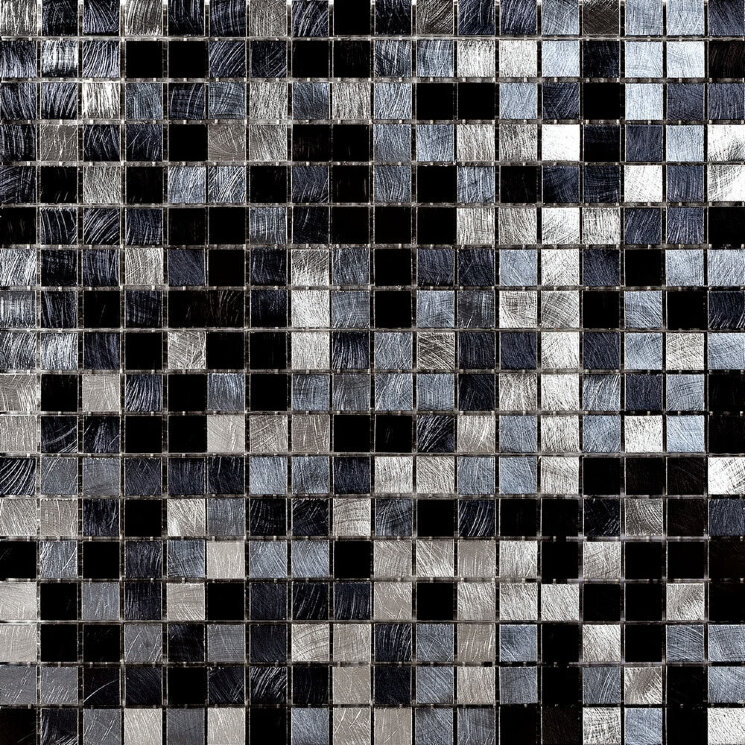 Мозаїка (30x30) 801019 Mosaico 1,5X1,5Mix Nero(Argento/Azzurro/Blu Navy/Nero) - Alluminio з колекції Alluminio Arezia