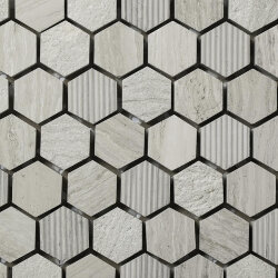 Мозаїка (30x30) STAFWH/HEX23 Engraved Stone In Wooden White 23*10Mm - Le Acque Forti