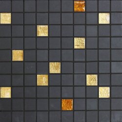 Мозаїка (30x30) VS-BL-GM-12 Velvetstone Black Ceramic+Gold Mix(12Gold) - Squarry