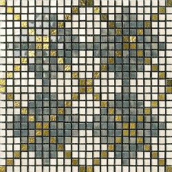 Мозаїка (28.6x28.6) 100016 Decorocachemereverdemuschio/Prugna/Oro 1x1 - Musiva