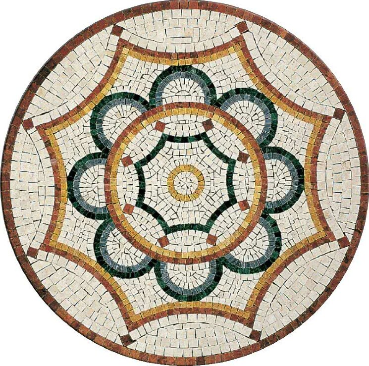 Декор (Diameter:60) Orfeo Tumbled Bardiglio+Botticini+Giallo Reale+Rosso Ver+Verde - Artistica з колекції Artistica Lithos Mosaico