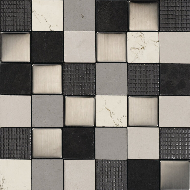 Мозаїка (29.5x29.5) P50221 Carrara negro/Ard/Inox - Carrara з колекції Carrara Pavigres