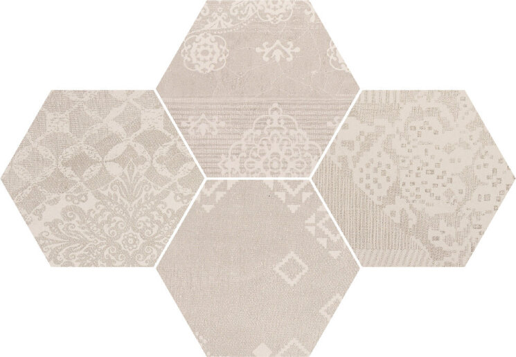 Мозаїка (25.5x29.4) R303X0R Esag. Patch. N. White L - Gesso з колекції Gesso Provenza