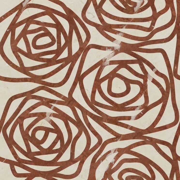 Плитка (80x80) Rose Crema Marfil/Rosso Alicante Inlay - KREOO Inlays з колекції KREOO Inlays Decor Marmi