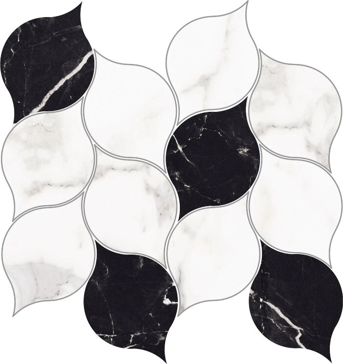 Мозаїка Capitol/Luxury White/Black Hojas Pulido - 27.2x28.9 Capitol з колекції Capitol Halcon Мозаїка Capitol/Luxury White/Black Hojas Pulido - 27.2x28.9 Capitol з колекції Capitol Halcon