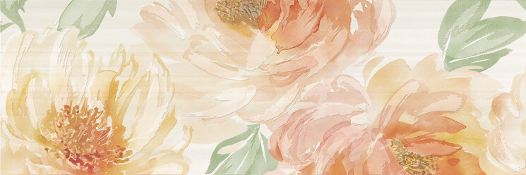 Декор 33,3x100 Inserto Peony Ivory - Glow - PGLD01 з колекції Glow Paul Ceramiche Декор 33,3x100 Inserto Peony Ivory - Glow - PGLD01 з колекції Glow Paul Ceramiche