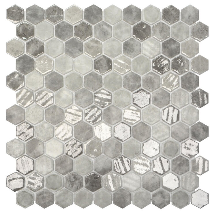 Мозаїка (30.1x29) 2003265 Hex Gray Silver Mix - Hex Eco Stones з колекції Hex Eco Stones Onix Mosaico