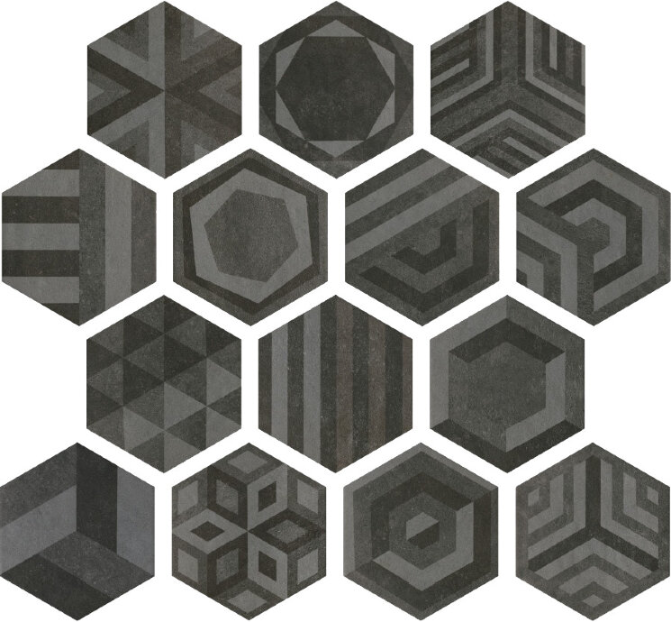 Плитка 18x21 Bibulca Esagona Frame - Bibulca - BIESFRBLA з колекції Bibulca Imso Плитка 18x21 Bibulca Esagona Frame - Bibulca - BIESFRBLA з колекції Bibulca Imso