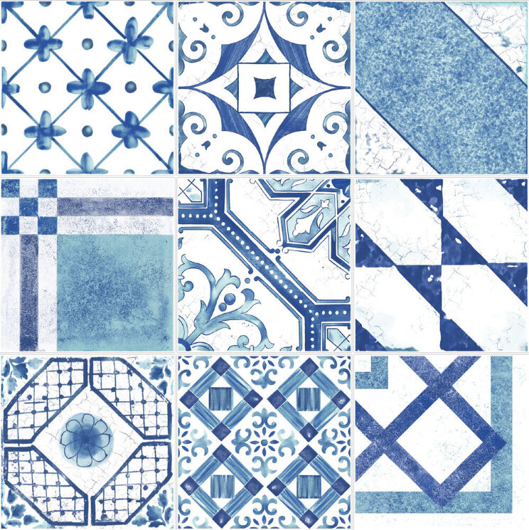Плитка (20x20) Maiolica Blue mix (9 patterns) - Maiolica Mix з колекції Maiolica Mix Unica Плитка (20x20) Maiolica Blue mix (9 patterns) - Maiolica Mix з колекції Maiolica Mix Unica